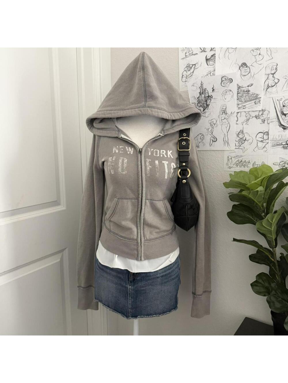 Abercrombie & Fitch grey zip up hoodie